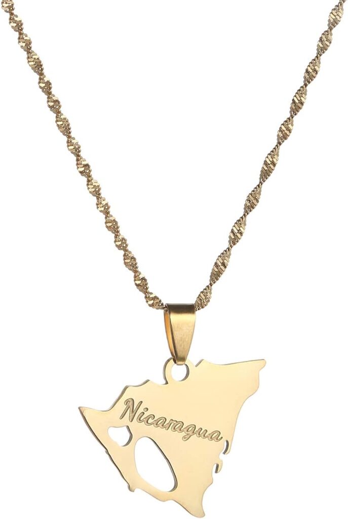 Nicaragua Map Patriotic Charm Necklace for Women        Material: Stainless Steel