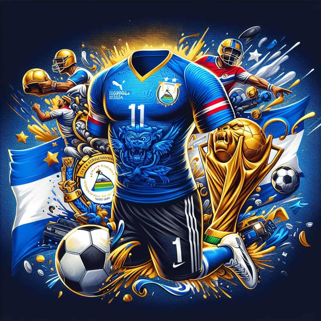 Nicaragua Mens Special Edition Gold Cup Soccer Jersey Uniform Nicaragua Mens Special Edition Gold Cup Soccer Jersey Uniform